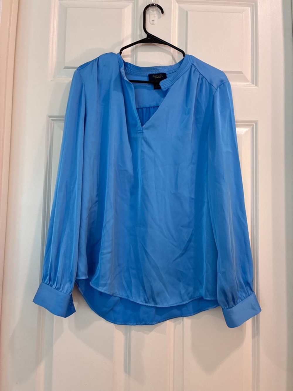RACHEL Rachel Roy Sky Blue V-Neck Long-Sleeve Blouse